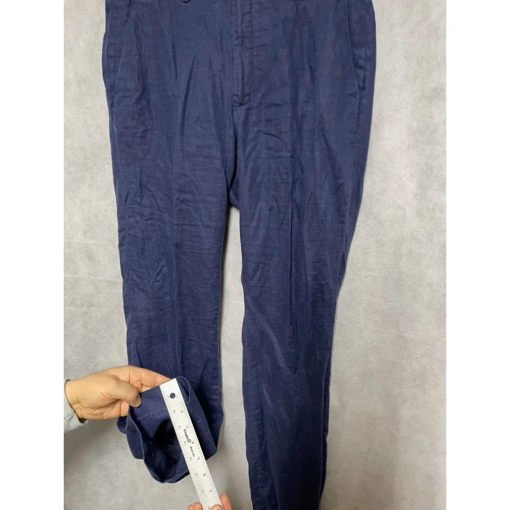 Ralph Lauren Pants Men 35x32 Blue Linen Black Label Hopsack Casual Academia Luxe